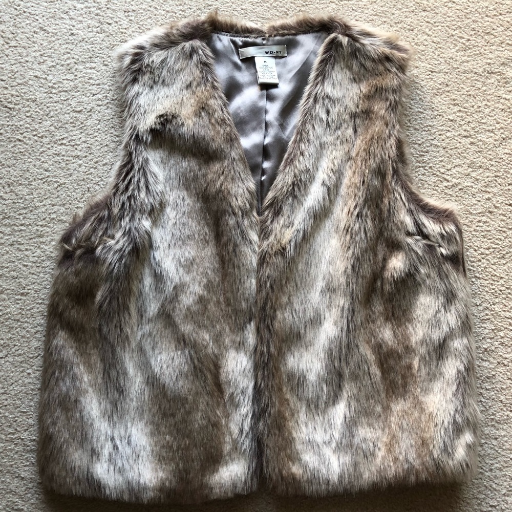 WD.NY WD NY Brown Sand Beige Faux Fur Vest Jacket